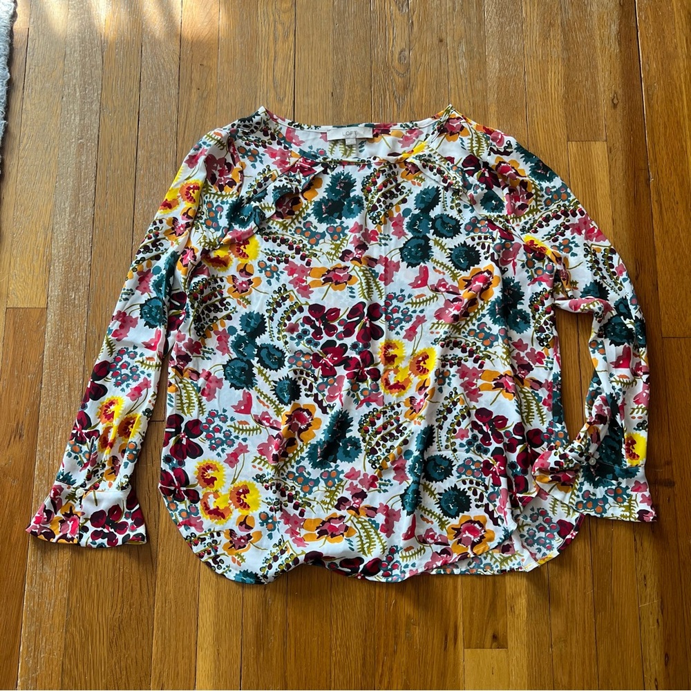 LOFT Floral Blouse size L